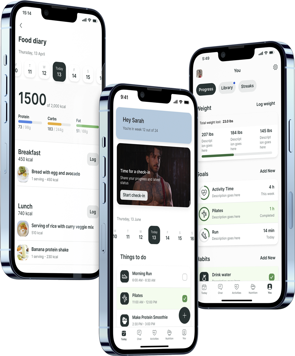 A mockup of the coaching app showcasing the features.